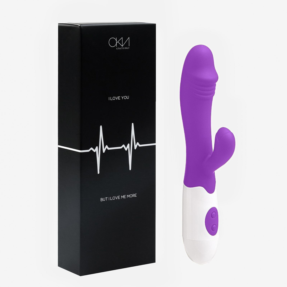 Фиолетовый вибромассажер-кролик WOW с 30 режимами вибрации - 19,5 см. (Цвет: фиолетовый)