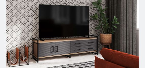 Тумба ТВ 2Д2Я дуб каньон/серый риффель