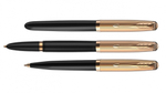 Перьевая ручка и чехол из кожи Parker 51 DELUXE BLACK GT, перо: F, цвет чернил: black, в подарочной упаковке.