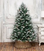 елка литая заснеженная "Амелия" с лесными шишками и декором