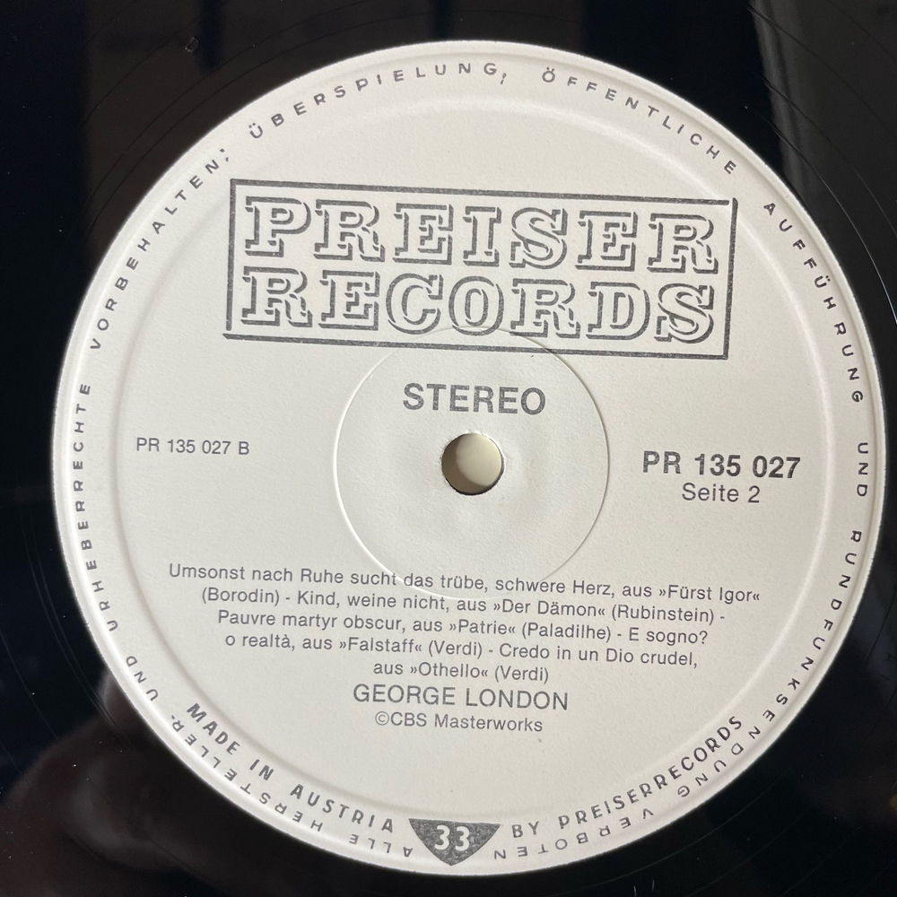 Винтажная виниловая пластинка LP George London (Австрия 1971)