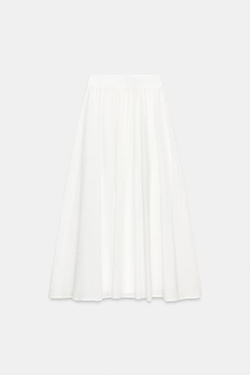 ZARA ЮБКА-НАКИДКА МИДИ, БЕЛЫЙ