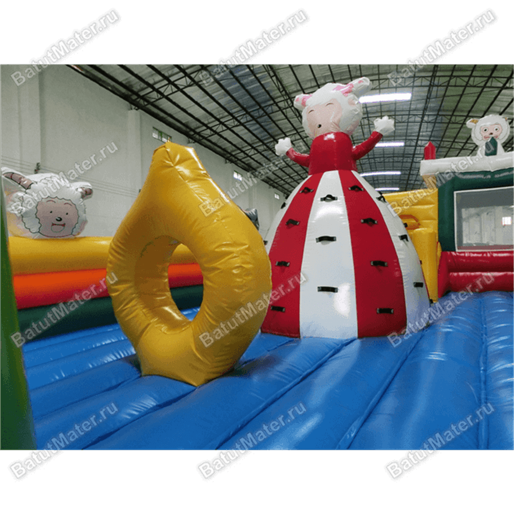 Надувной батут с крышей "Злой страшный серый волк"