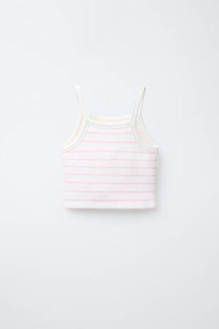 ZARA ТОП ИЗ МОДАЛА В ПОЛОСКУ, РОЗОВЫЙ