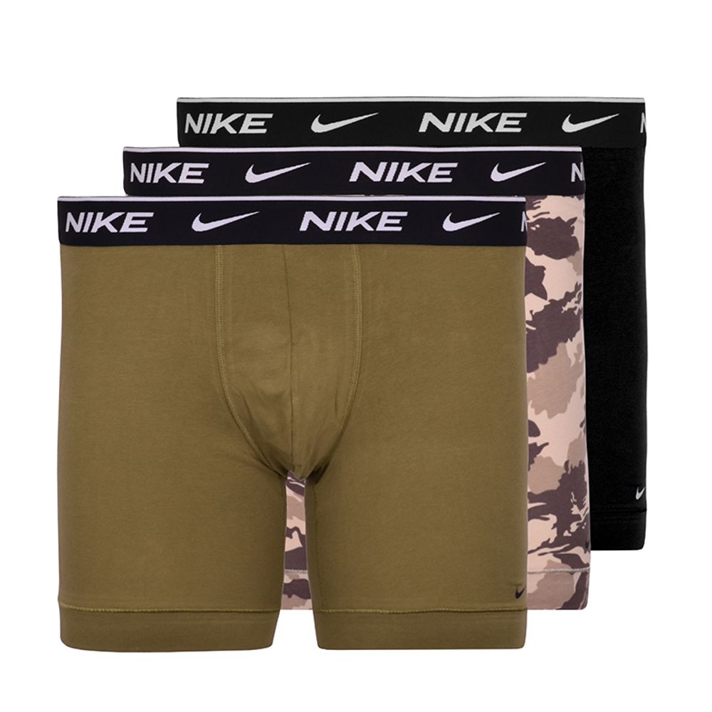 Мужские боксеры спортивные Nike Boxer Brief 3P - khaki camo/cargo khaki/black