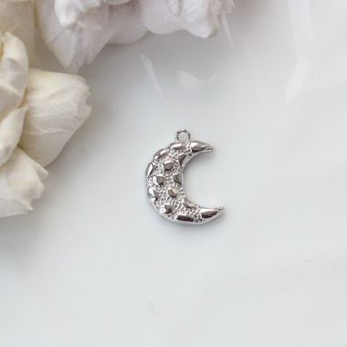 Подвеска Месяц фактурный, 20*15 мм, родий П815