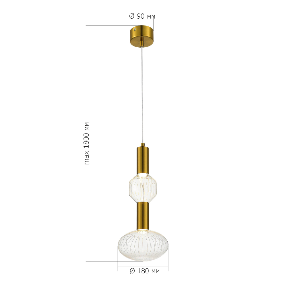 SL6117.223.02 Светильник подвесной ST-Luce Латунь/Золотой, Прозрачный LED 2*3W 3000K TACCHE