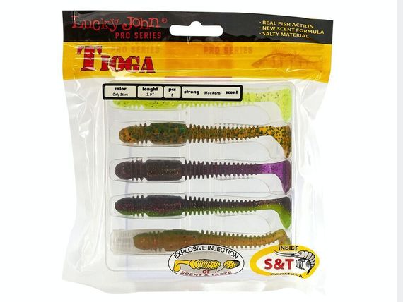 Виброхвосты съедобные LJ Pro Series TIOGA 3.9in (10 см), цв. MIX1, 5 шт.