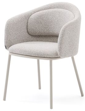 Стул Minda из плотной бежевой шенилловой ткани и стальными ножками бежевого Испания La Forma