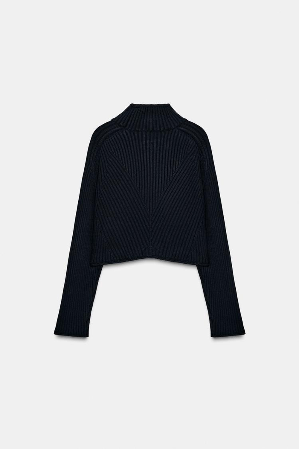 ZARA КОРОТКИЙ ДЖЕМПЕР В РУБЧИК, МОРСКОЙ СИНИЙ