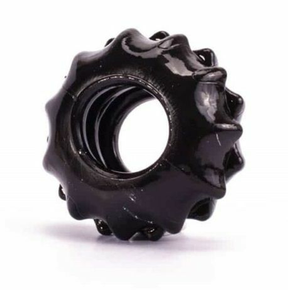 Чёрное эрекционное кольцо POWER PLUS Cockring с выступами (Цвет: черный)