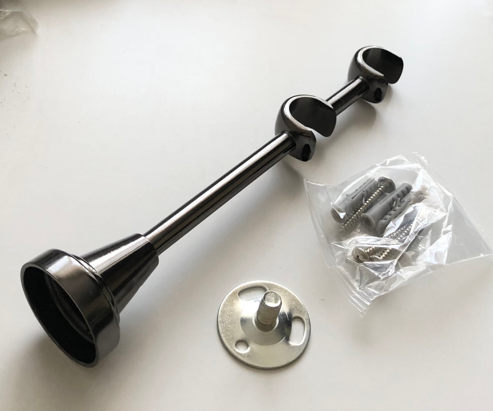 Карниз для штор "Заглушка" d19/19 мм двухрядный, цвет черный никель