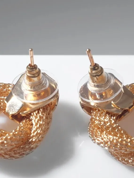 Серьги металл "Круги переплетение", цвет золото