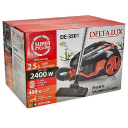 Пылесос 2400 Вт DELTA LUX DE-3501 "Супер-циклон" черный с терракотовым