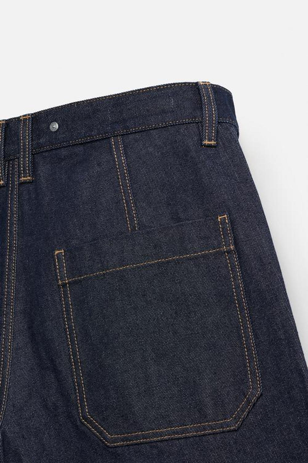 ZARA ДЖИНСОВЫЕ ШОРТЫ-БЕРМУДЫ BAGGY FIT С ОТСТРОЧКОЙ, СИНИЙ