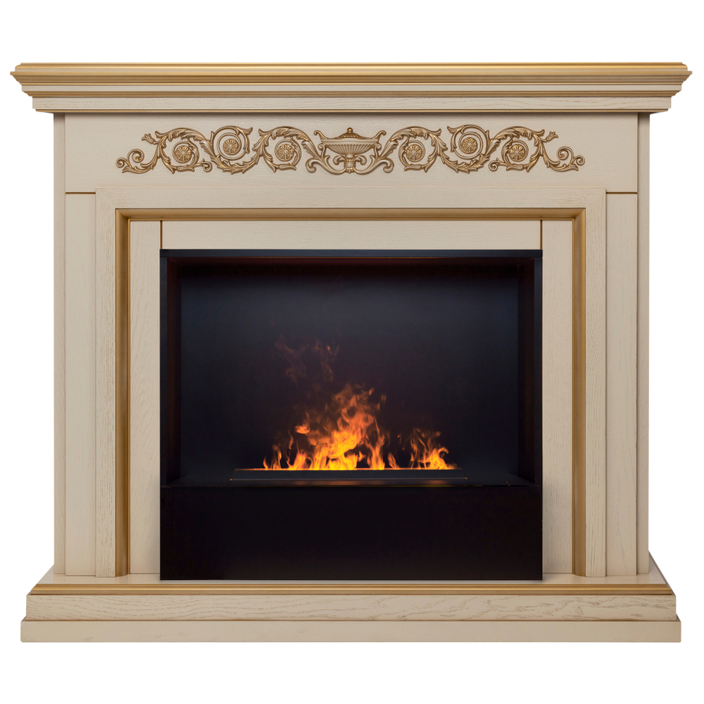 Каминокомплект Real Flame Leticia 26 WT-619G с очагом 3D Cassette 630 Black Panel