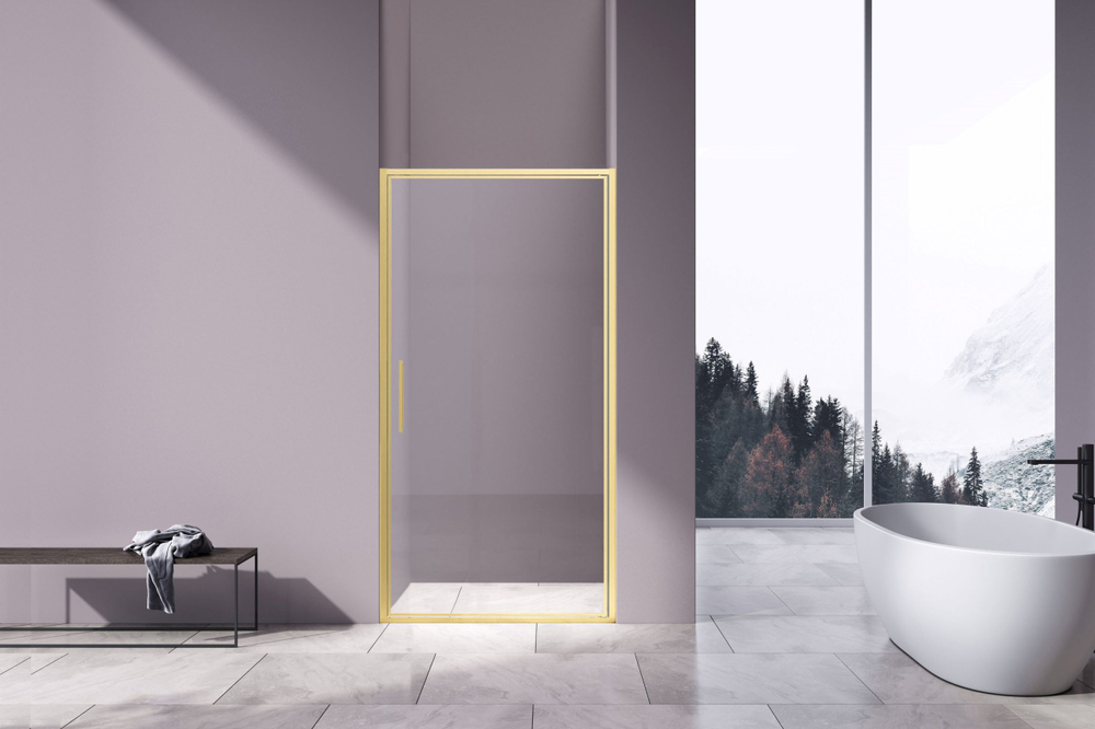 Душевая дверь Slim 8mm VDP-4SL100CLG, брашированное золото, стекло прозрачное