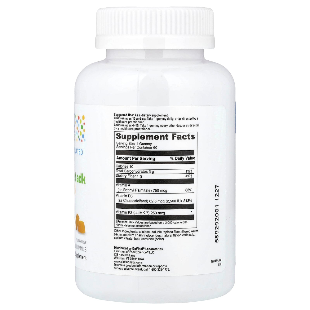 Little DaVinci, Triple Boost Adk Gummies, со вкусом ананаса, 60 жевательных таблеток