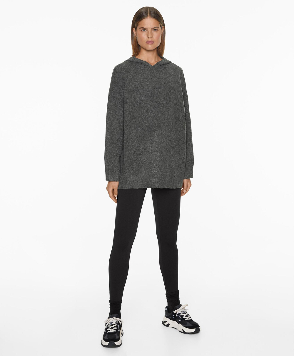 Oysho Свитер оверсайз с капюшоном, темно-серый