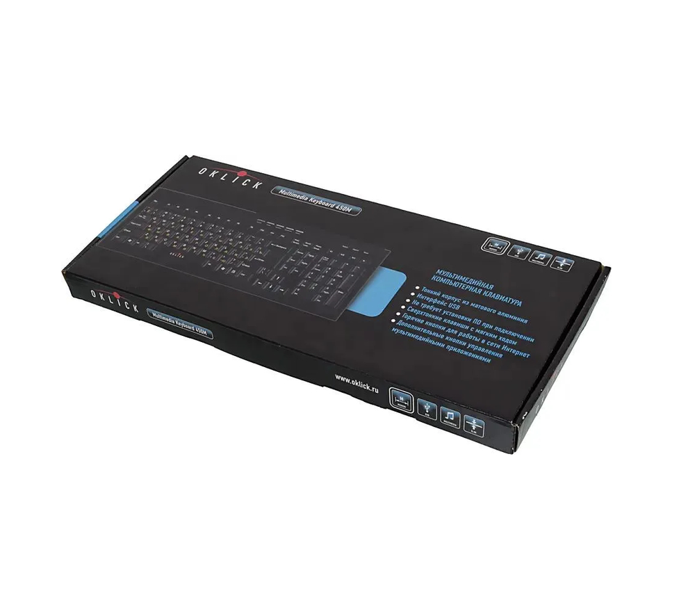 Клавиатура Oklick 450M black mmedia aluminum USB