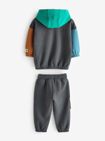 Толстовка с капюшоном и джоггеры к комплекте для мальчика Next N96-354, Серый, Зеленый