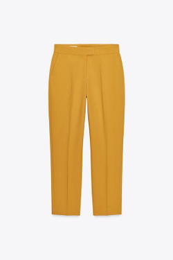 ZARA БРЮКИ СЛИМ С ВЫСОКОЙ ПОСАДКОЙ, ГОРЧИЧНЫЙ