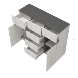 Комод комбинированный Мрия КМ-15, Бетон пайн светлый, графит