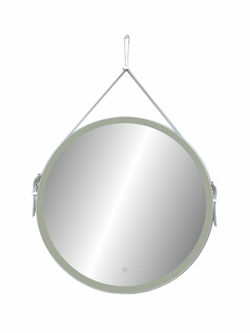 Зеркало "Millenium White Led" D 650 на ремне из натуральной кожи белого цвета