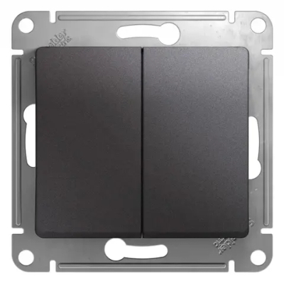 GLOSSA 2-клавишный ПЕРЕКЛЮЧАТЕЛЬ, сх.6+6, 10АХ, механизм, ГРАФИТ