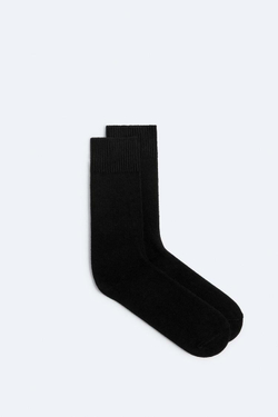 ZARA НОСКИ ИЗ СМЕСОВОГО ХЛОПКА, ЧЕРНЫЙ