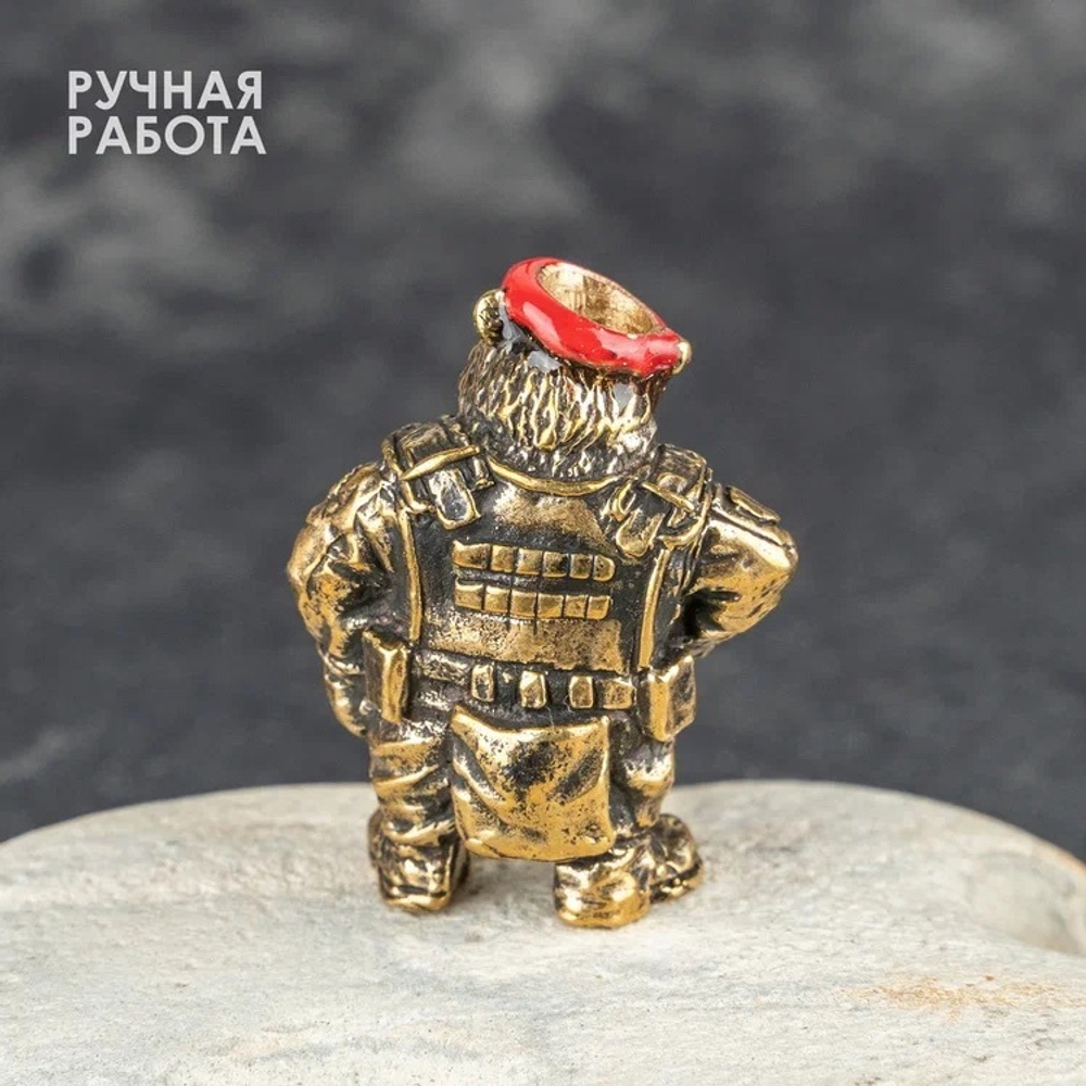 Бусина «Медведь Спецназовец» из латуни