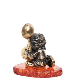 Народные промыслы AM- 269 Фигурка «Домовой на подставке» (латунь, янтарь)