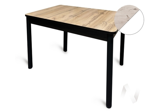 Стол Лидер (опоры черный/пластик сосна бискайская; кромка белый)