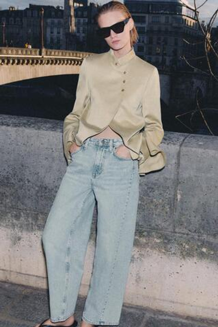 ZARA БЛЕЙЗЕР С ВОЛАНОМ — LIMITED EDITION, ZW COLLECTION, БЕЖЕВЫЙ