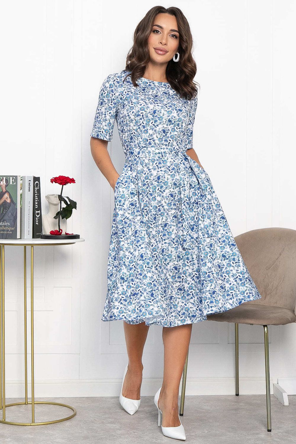 Платье Стиляги (бело-голубое) П13998-16М LT Collection