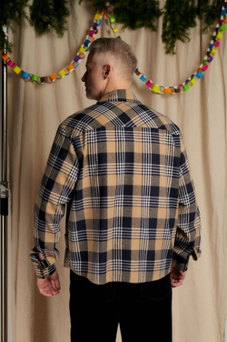 Рубашка "Клетки" сине-бежевая