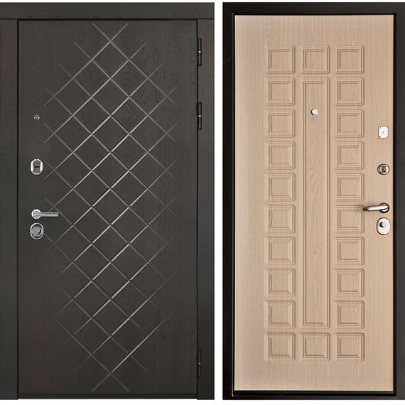 Входная стальная дверь Regidoors Президент LUXE снаружи панель ПВХ горький шоколад внутри панель ПВХ Стандарт А-002 в цвете белёный дуб