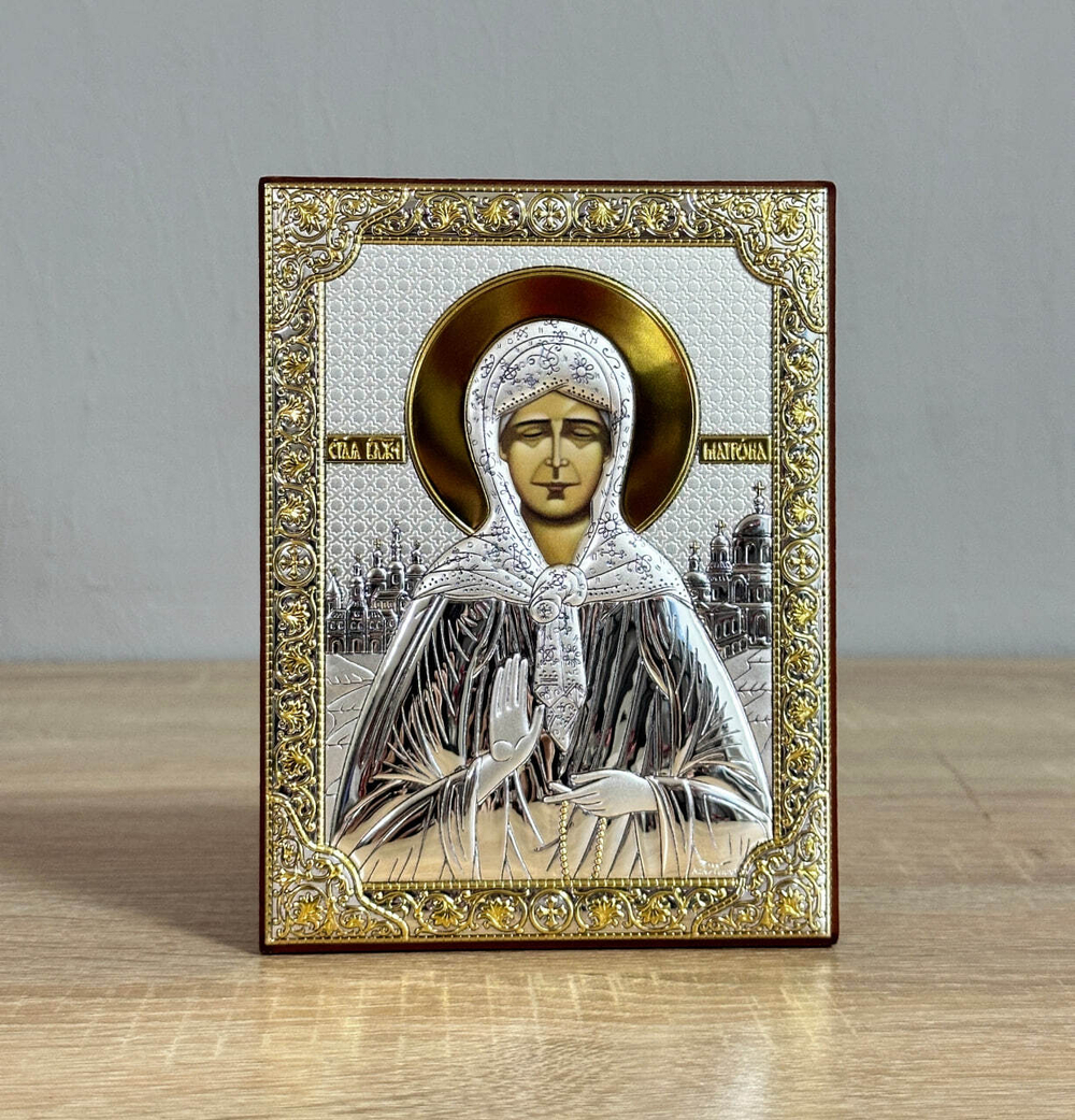 Матрона, икона прямоугольная без рамки, красное дерево 120х160