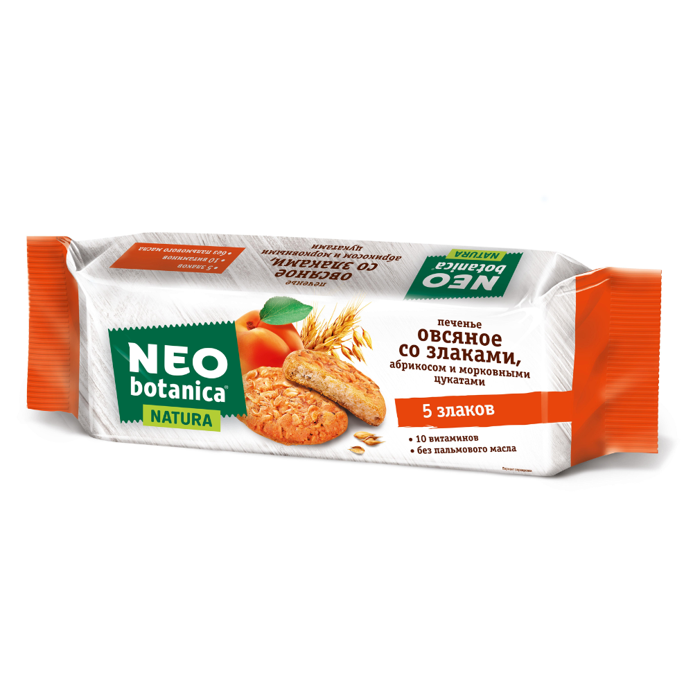 Печенье овсяное Neo Botanica со злаками,абрикосом и морковными цукатами 280 гр