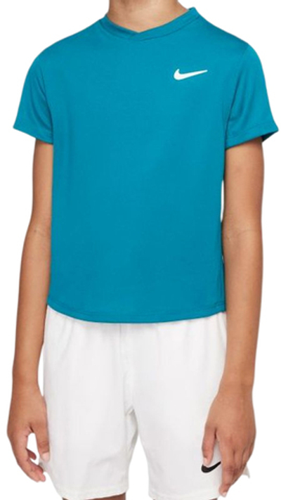 Футболка для мальчика теннисная Nike Court Dri-Fit Victory SS Top B - bright spruce/bright spruce/white