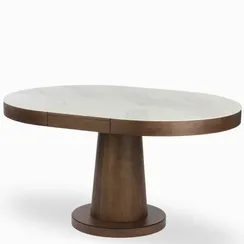 Раздвижной обеденный стол Plinto Ø110-150 см, белая керамика