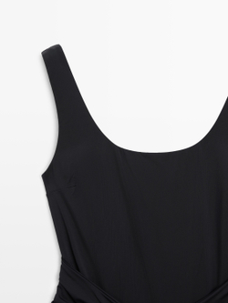 Massimo Dutti Купальник со стразами, черный