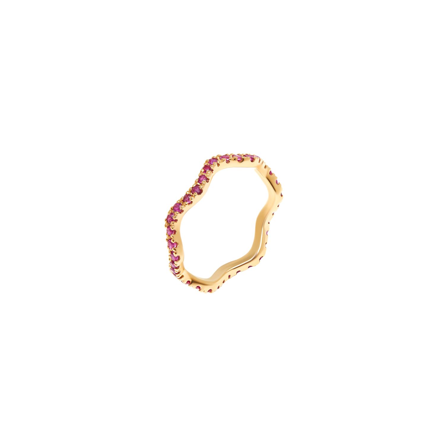 Кольцо Wave Pave Ring – Gold Fuchsia