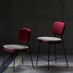 Стул полубарный с контрастным кантом pea, велюр, бордовый/бежевый