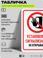 Табличка для частной территории "Установлена сигнализация", на дом, для участка, организаций и частных территорий, предупреждающая, 40х30 см, Silver Plane x Айдентика Технолоджи