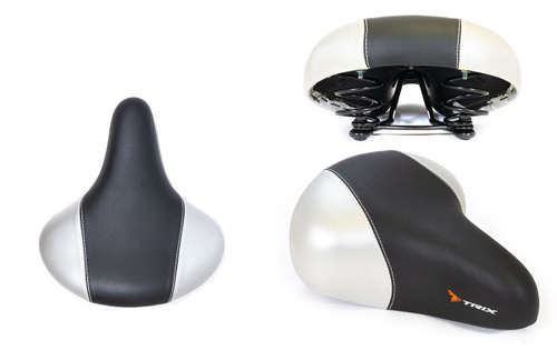 Седло TRIX комфорт 245x210 мм, пружинное, черно-серебристое