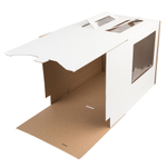 Коробка для торта белая 28*28*30 см, с ручками, окна