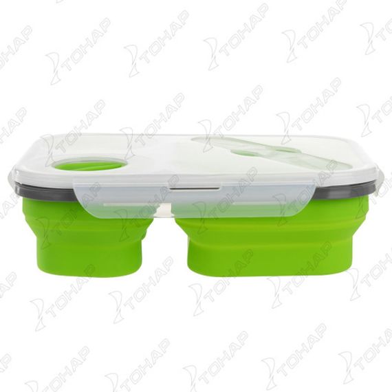 Контейнер силиконовый складной 3 отсека с ловилкой (PR-FH043) PR