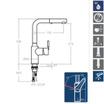 СНЯТ Смеситель для кухни с выдвижной лейкой ATICA 751901H1