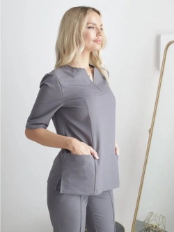 Рубашка медицинская стрейч серая